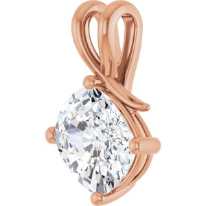 18K Rose Gold 11x9 mm Elongated Cushion Pendant Mounting – image 3