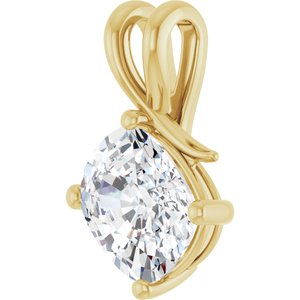 18K Yellow Gold 11x9 mm Elongated Cushion Pendant Mounting – image 3