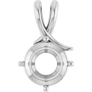 10K White Gold 11 mm Round Pendant Mounting – image 2