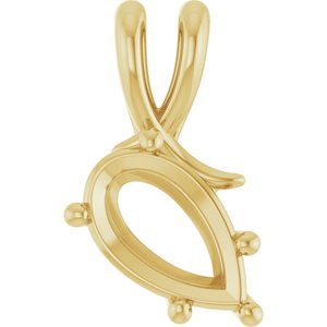 10K Yellow Gold 11.5x7 mm Pear Pendant Mounting – image 2