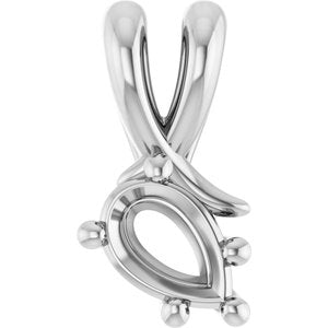 10K White Gold 6x4 mm Pear Pendant Mounting – image 2