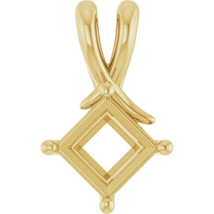 10K Yellow Gold 6 mm Square Pendant Mounting – image 2