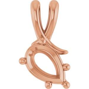 10K Rose Gold 9x6 mm Pear Pendant Mounting – image 2
