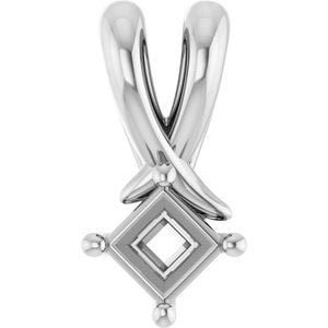 14K X1 White Gold 3 mm Square Pendant Mounting – image 2