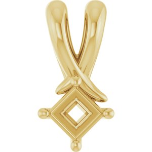 18K Yellow Gold 3 mm Square Pendant Mounting – image 2