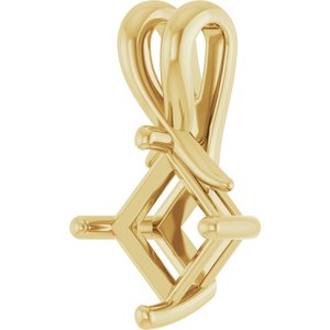 18K Yellow Gold 6 mm Square Pendant Mounting – image 4
