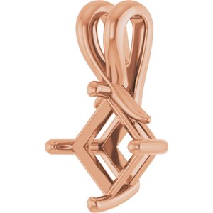 10K Rose Gold 6 mm Square Pendant Mounting – image 4