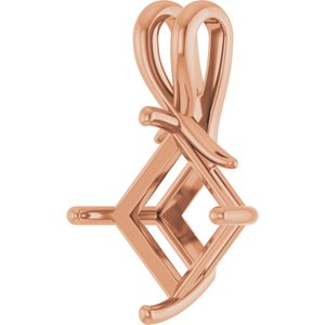 14K Rose Gold 10 mm Square Pendant Mounting – image 4
