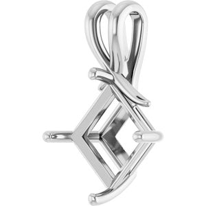 10K White Gold 10 mm Square Pendant Mounting – image 4