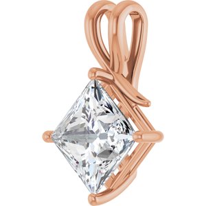 18K Rose Gold 10 mm Square Pendant Mounting – image 3
