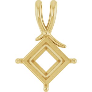 14K Yellow Gold 10 mm Square Pendant Mounting – image 2