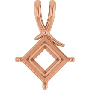 14K Rose Gold 10 mm Square Pendant Mounting – image 2