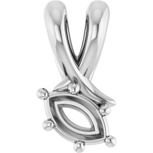 14K White Gold 5x3 mm Marquise Pendant Mounting – image 2