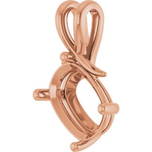 14K Rose Gold 14x10 mm Elongated Cushion Pendant Mounting – image 4