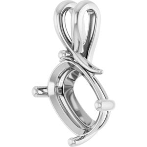 14K X1 White Gold 14x10 mm Elongated Cushion Pendant Mounting – image 4
