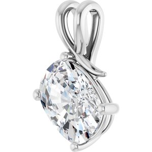 18K White Gold 14x10 mm Elongated Cushion Pendant Mounting – image 3