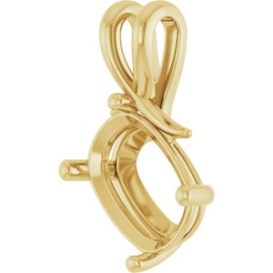 10K Yellow Gold 14x10 mm Elongated Cushion Pendant Mounting – image 4