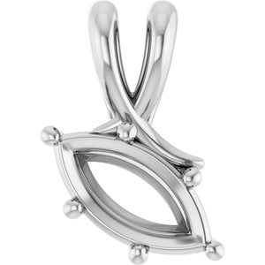 18K White Gold 10x5 mm Marquise Pendant Mounting – image 2