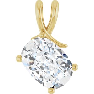 10K Yellow Gold 14x10 mm Elongated Cushion Pendant Mounting