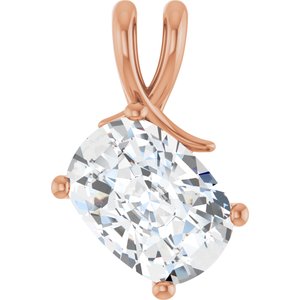14K Rose Gold 14x10 mm Elongated Cushion Pendant Mounting