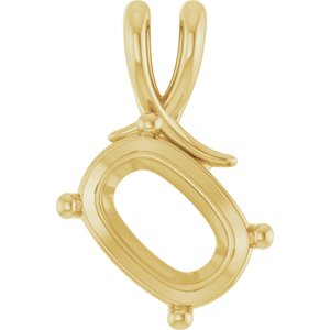 10K Yellow Gold 14x10 mm Elongated Cushion Pendant Mounting – image 2