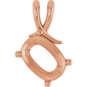 18K Rose Gold 14x10 mm Elongated Cushion Pendant Mounting – image 2