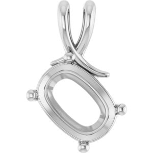 14K X1 White Gold 14x10 mm Elongated Cushion Pendant Mounting – image 2