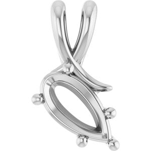 14K White Gold 10.5x5.5 mm Pear Pendant Mounting – image 2