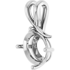 14K White Gold 12x10 mm Oval Pendant Mounting – image 4
