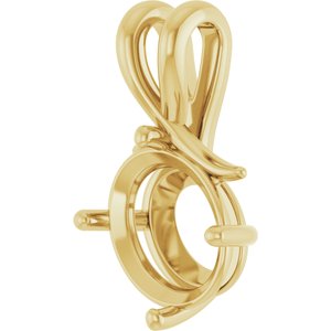 14K Yellow Gold 12x10 mm Oval Pendant Mounting – image 4