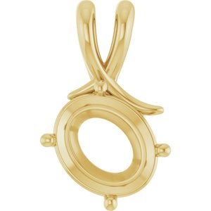 10K Yellow Gold 12x10 mm Oval Pendant Mounting – image 2