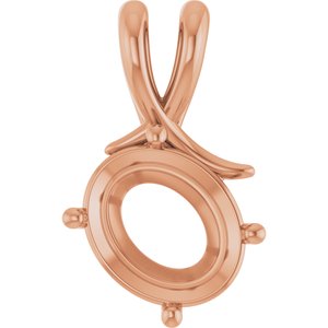 14K Rose Gold 12x10 mm Oval Pendant Mounting – image 2
