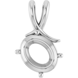 Sterling Silver 12x10 mm Oval Pendant Mounting – image 2