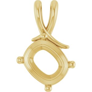 10K Yellow Gold 12x10 mm Elongated Cushion Pendant Mounting – image 2