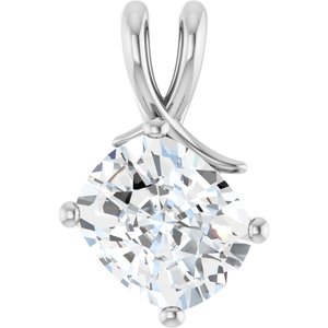 10K White Gold 12x10 mm Elongated Cushion Pendant Mounting
