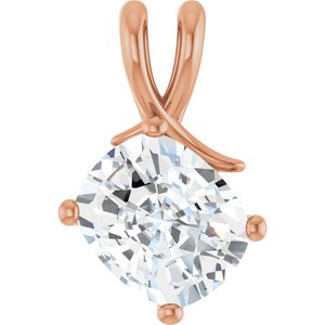 18K Rose Gold 12x10 mm Elongated Cushion Pendant Mounting