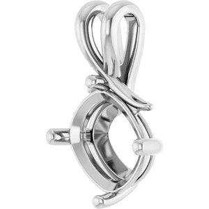 10K White Gold 12x10 mm Elongated Cushion Pendant Mounting – image 4