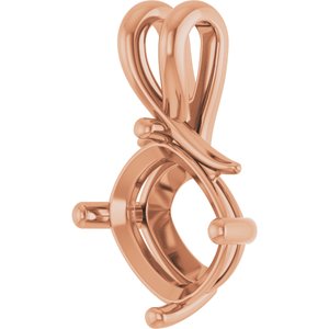14K Rose Gold 12x10 mm Elongated Cushion Pendant Mounting – image 4