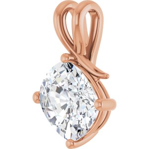 10K Rose Gold 12x10 mm Elongated Cushion Pendant Mounting – image 3