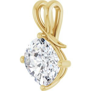 10K Yellow Gold 12x10 mm Elongated Cushion Pendant Mounting – image 3