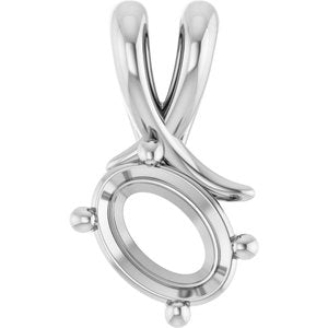 10K White Gold 7.5x5.5 mm Oval Pendant Mounting – image 2