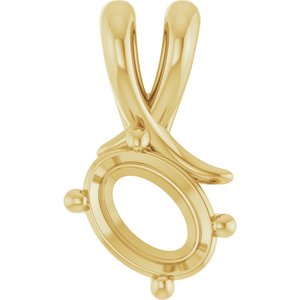 14K Yellow Gold 7.5x5.5 mm Oval Pendant Mounting – image 2