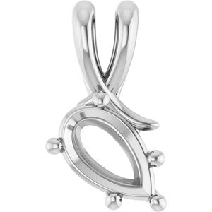 18K White Gold 9x5.5 mm Pear Pendant Mounting – image 2
