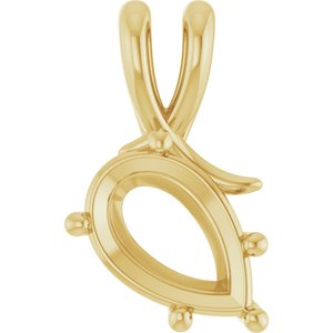 10K Yellow Gold 12x8 mm Pear Pendant Mounting – image 2