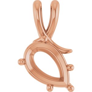 14K Rose Gold 12x8 mm Pear Pendant Mounting – image 2