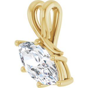 14K Yellow Gold 12x6 mm Marquise Pendant Mounting – image 3