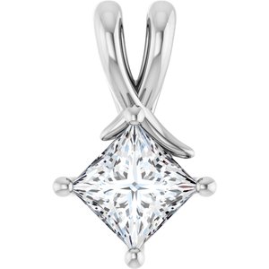 14K X1 White Gold 5.5 mm Square Pendant Mounting