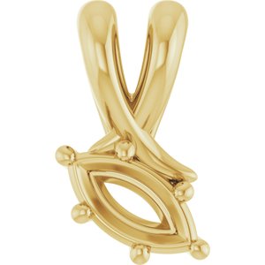 18K Yellow Gold 6x3 mm Marquise Pendant Mounting – image 2