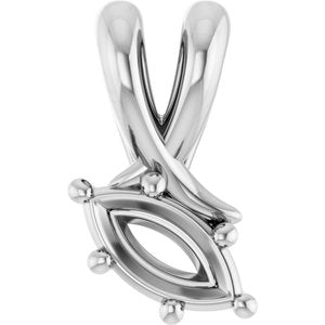 14K X1 White Gold 6x3 mm Marquise Pendant Mounting – image 2