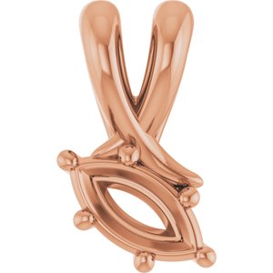 10K Rose Gold 6x3 mm Marquise Pendant Mounting – image 2